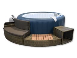 Accessoires Spa Habillage spa rond en rotin brun 180cm Bestway 1