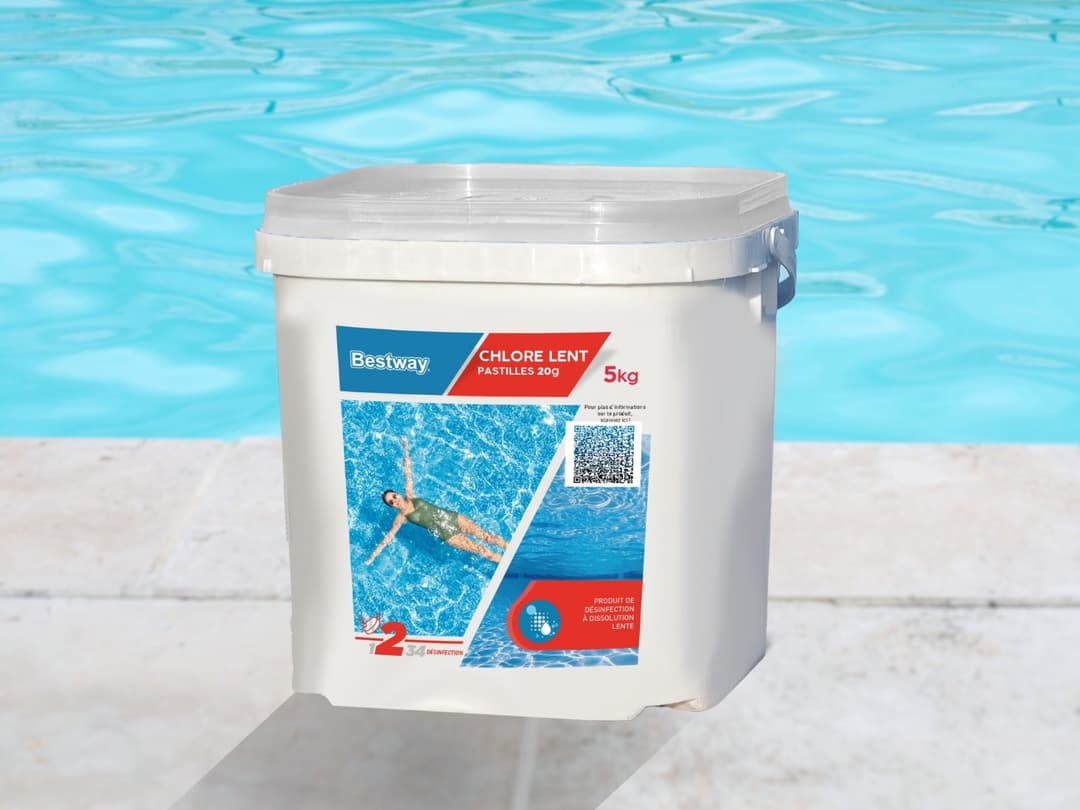 Accessoires Piscine Chlore Lent- Pastilles 20G Seau De 5 Kg Bestway 3
