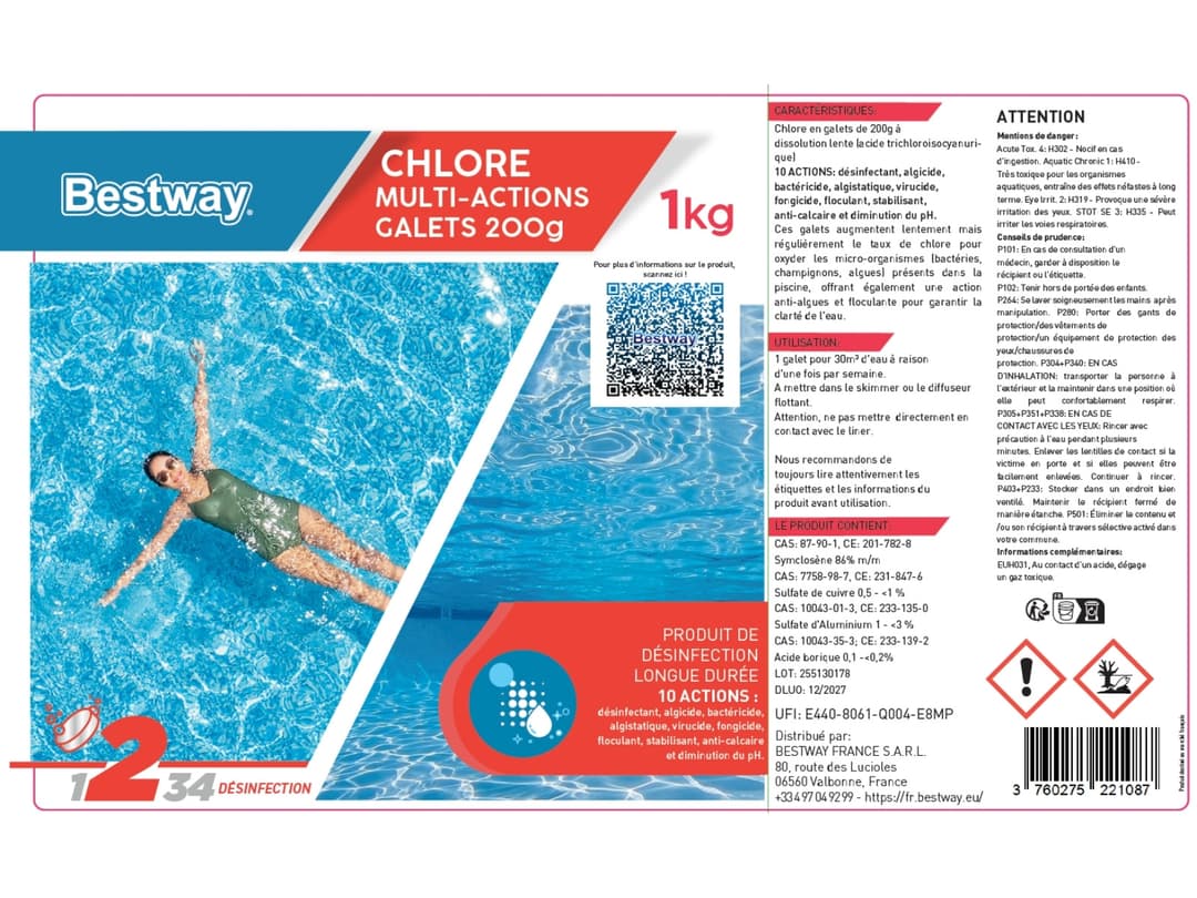Accessoires Piscine Chlore Multiactions - Galets 200G Boite De 1Kg Bestway 4