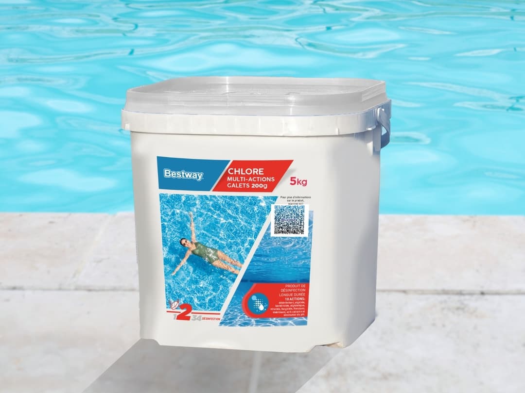 Accessoires Piscine Chlore Multiactions - Galets 200G Seau De 5Kg Bestway 3