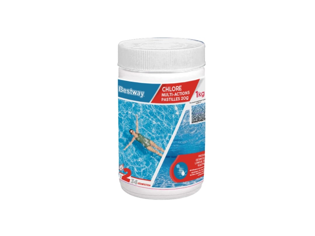 Accessoires Piscine Chlore Multiactions - Pastilles 20G Boite 1Kg  Bestway 2