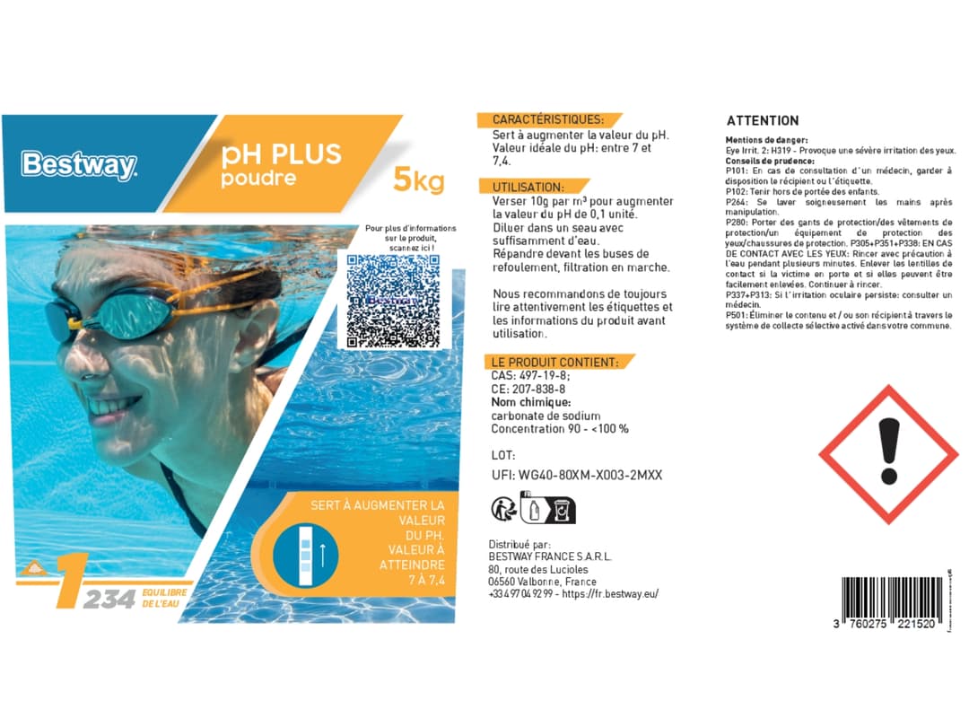 Accessoires Piscine Ph Plus 5Kg Poudre Bestway 5