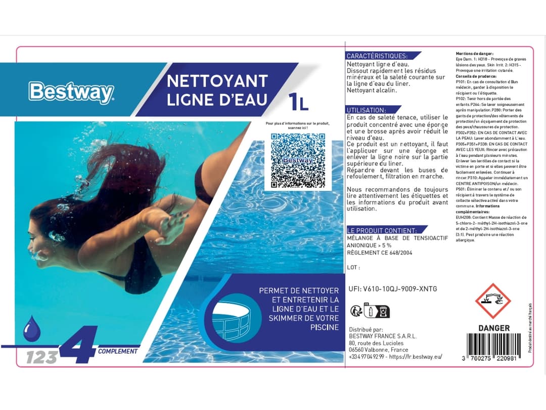 Accessoires Piscine Nettoyant Ligne D'Eau 1 Litre Bestway 5