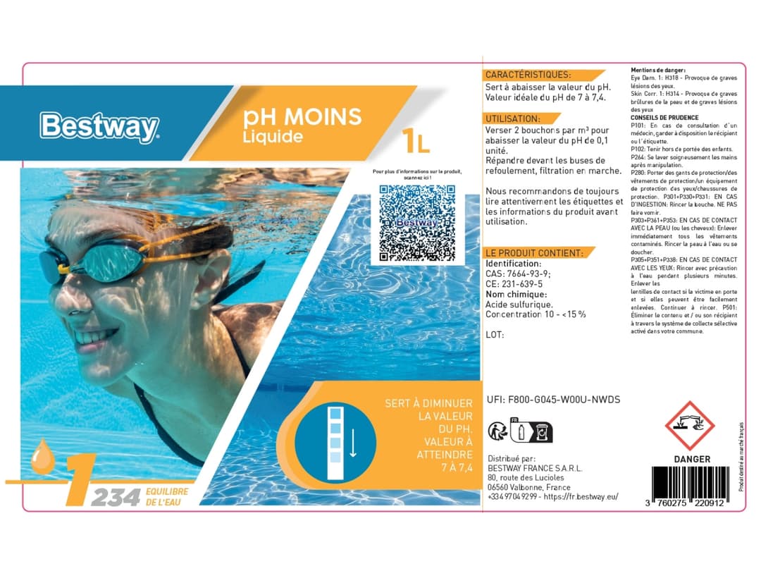 Accessoires Piscine Ph Moins Liquide 1 L Bestway 5