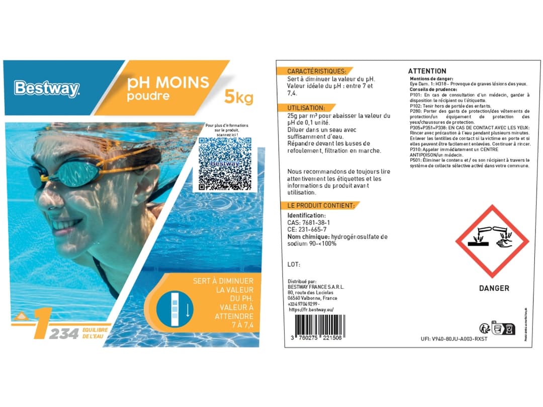 Accessoires Piscine Ph Moins  5Kg Poudre Bestway 4