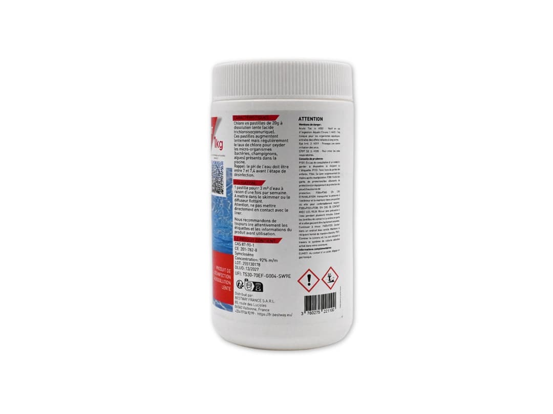 Accessoires Piscine Chlore Lent- Pastilles 20G  Boite De 1 Kg Bestway 4