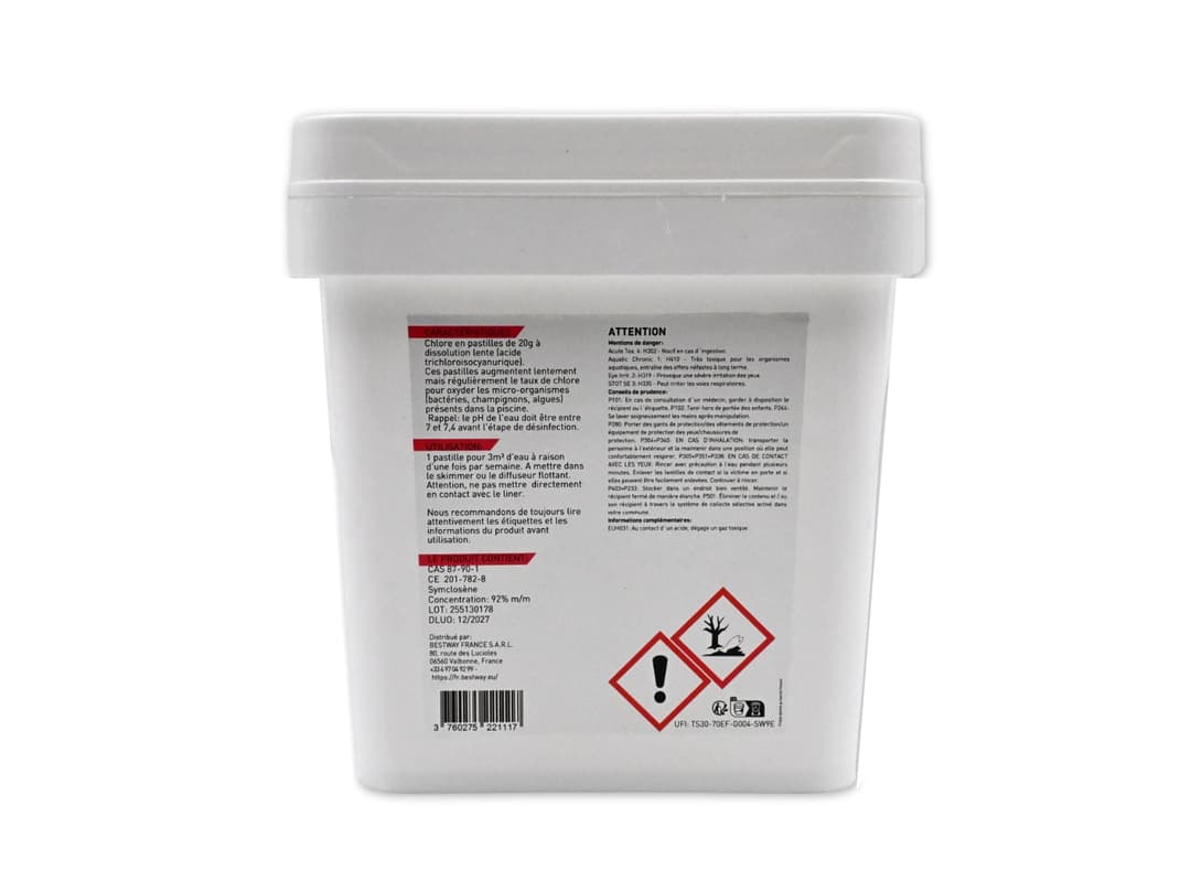 Accessoires Piscine Chlore Lent- Pastilles 20G Seau De 5 Kg Bestway 4