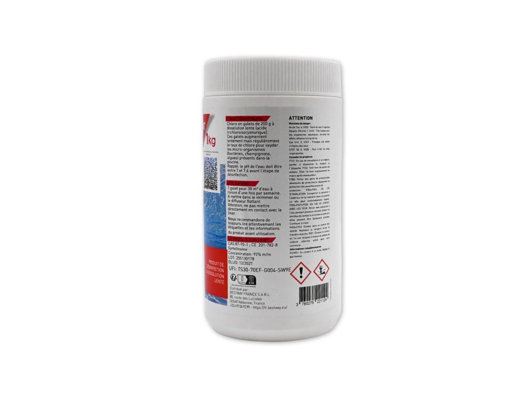 Accessoires Piscine Chlore Lent- Galets 200G  Boite De 1 Kg Bestway 4