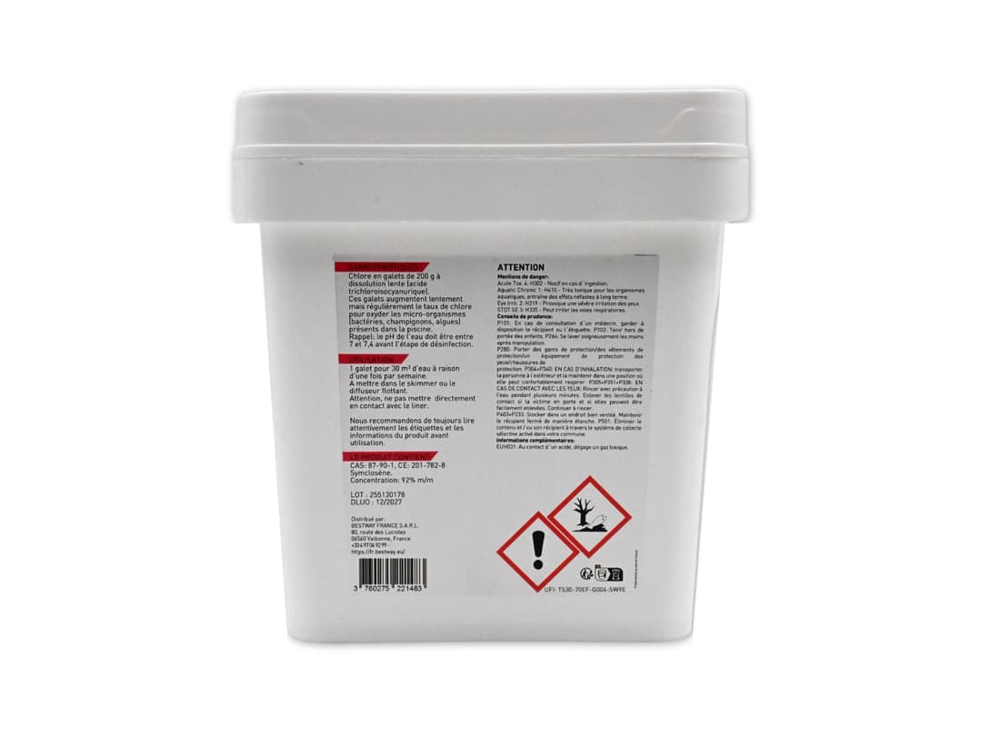 Accessoires Piscine Chlore Lent- Galets 200G  Seau De 5 Kg Bestway 4