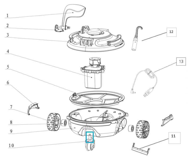 Pièces Détachées Axe de roue robot Guppy 17523 Bestway 3