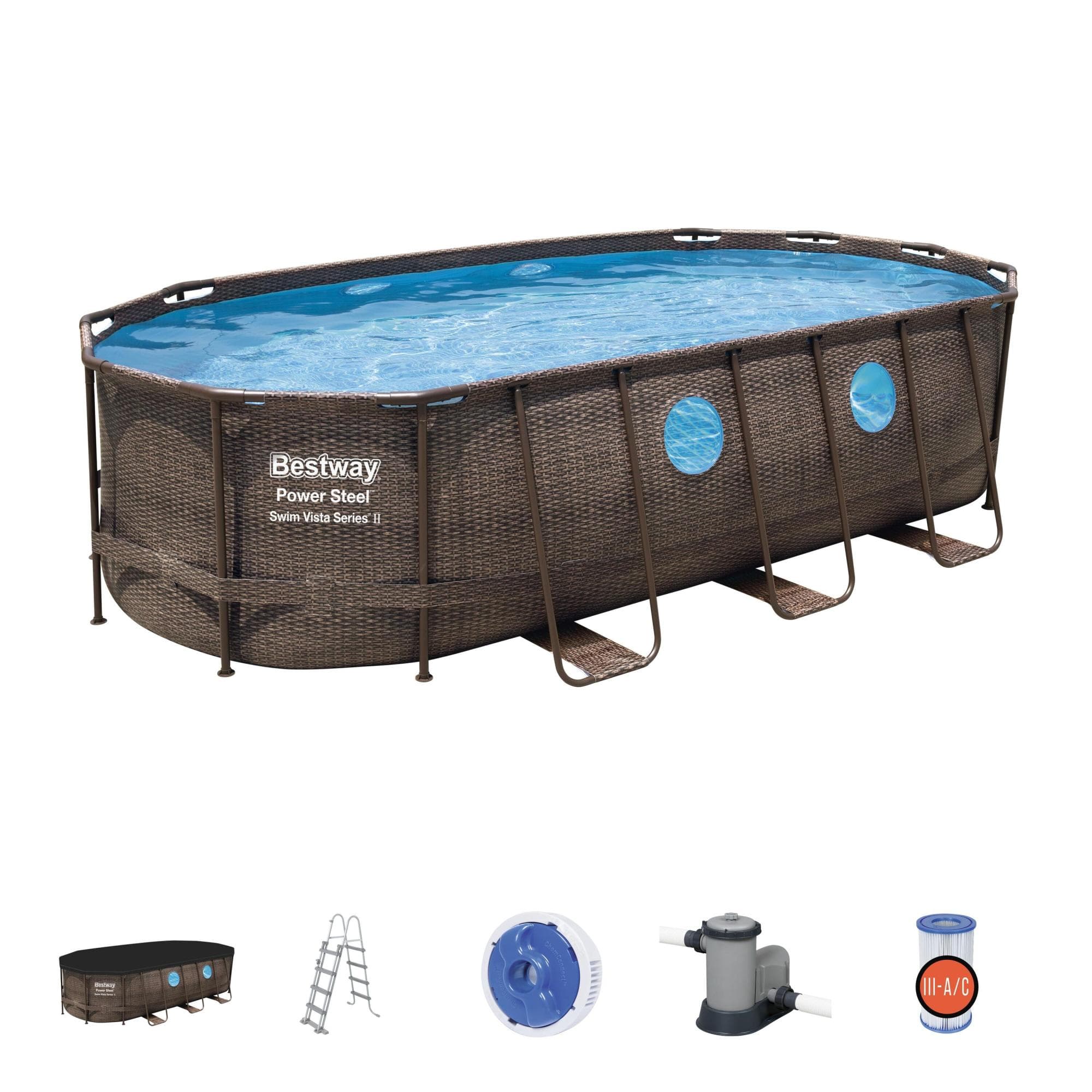 Piscine hors sol Piscine hors sol ovale Power Steel Swim Vista rotin 549 x 274 x 122 cm Bestway 1