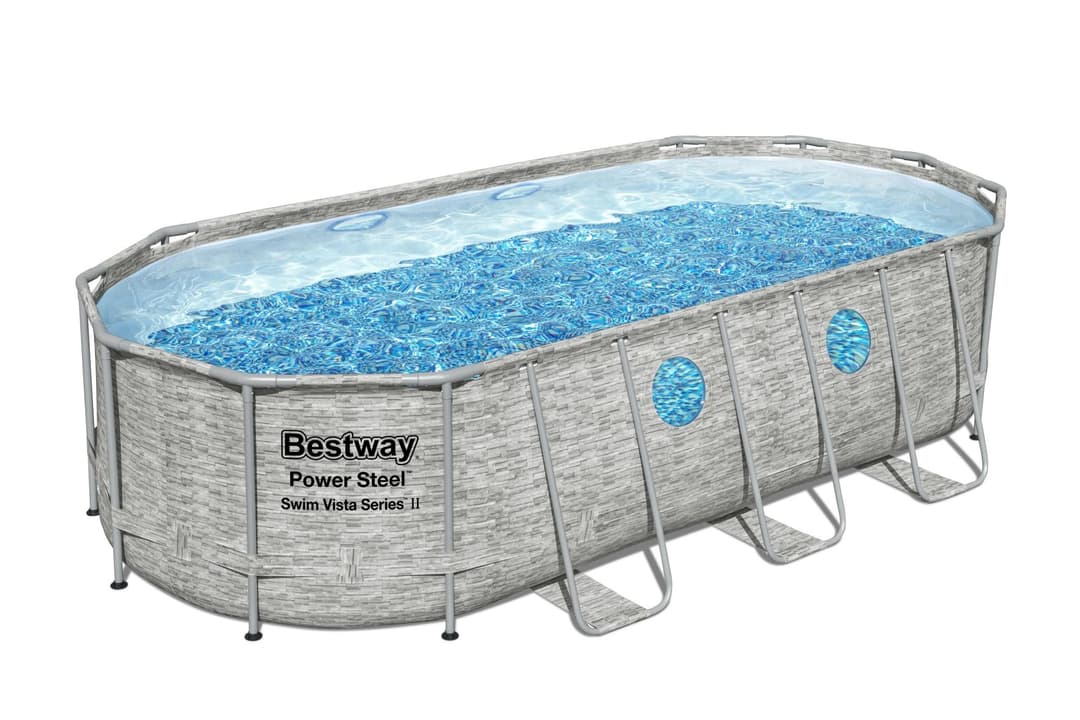 Piscine hors sol Piscine hors sol ovale Power Steel Swim Vista pierres 549x274x122cm Bestway 4