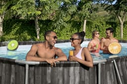 Piscine hors sol Piscine hors sol ovale Power Steel 610 x 366 x 122cm décor bois Bestway 6