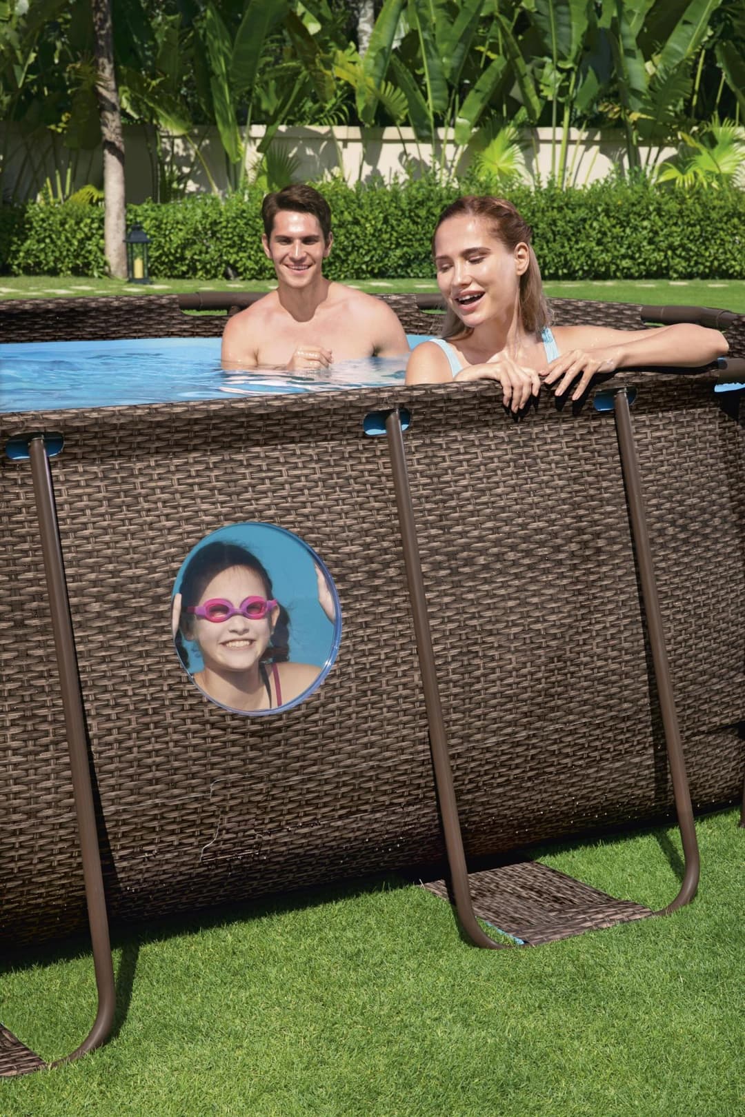 Piscine hors sol Piscine hors sol ovale Power Steel Swim Vista rotin 488 x 305 x 107cm Bestway 3