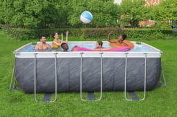 Piscine hors sol Piscine hors sol rectangle Power Steel 412 x 201 x 122 cm décor marbre Bestway 2
