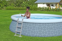 Piscine hors sol Piscine autoportante ronde 457 x 107 cm Fast Set décor géométrique Bestway 5