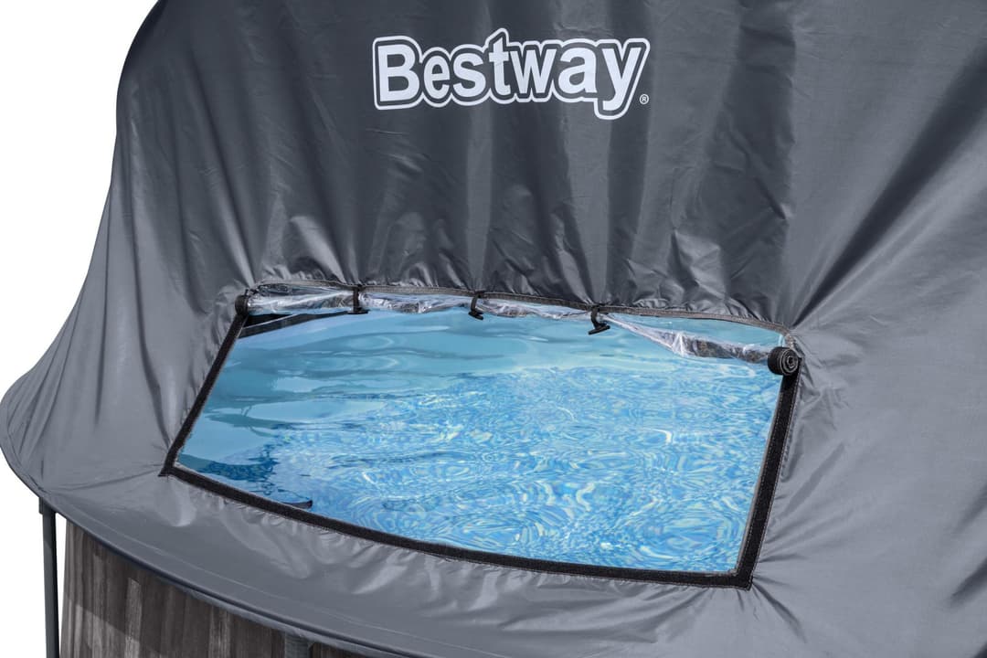 Piscine hors sol Piscine hors sol ronde Steel Pro Max™ 366 x 122 cm effet bois avec filtre à cartouche, auvent, échelle, bâche Bestway 4