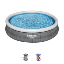 Piscine hors sol Piscine autoportante Fast Set™ ronde rotin gris, 366 x 76 cm avec filtre à cartouche Bestway 1