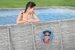 Piscine hors sol Piscine hors sol ovale Power Steel Swim Vista pierres 427x250x100cm  Bestway 9
