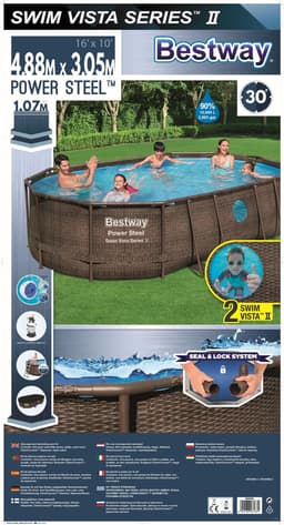 Piscine hors sol Piscine hors sol ovale Power Steel Swim Vista rotin 488 x 305 x 107cm Bestway 8
