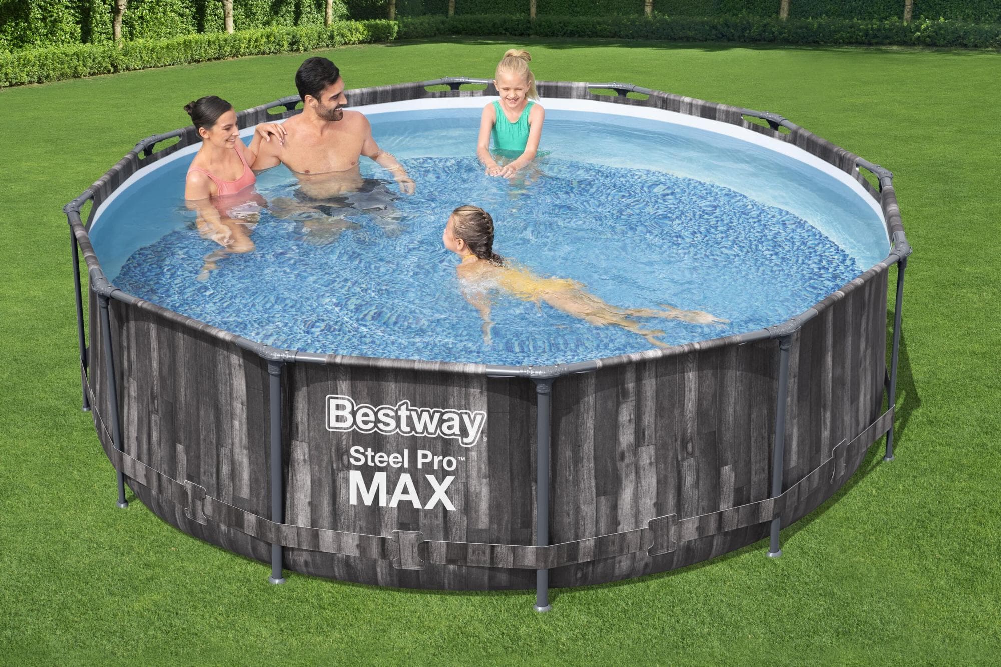 Piscine hors sol Piscine hors sol ronde 366 x 100 cm Steel Pro Max décor bois Bestway 1