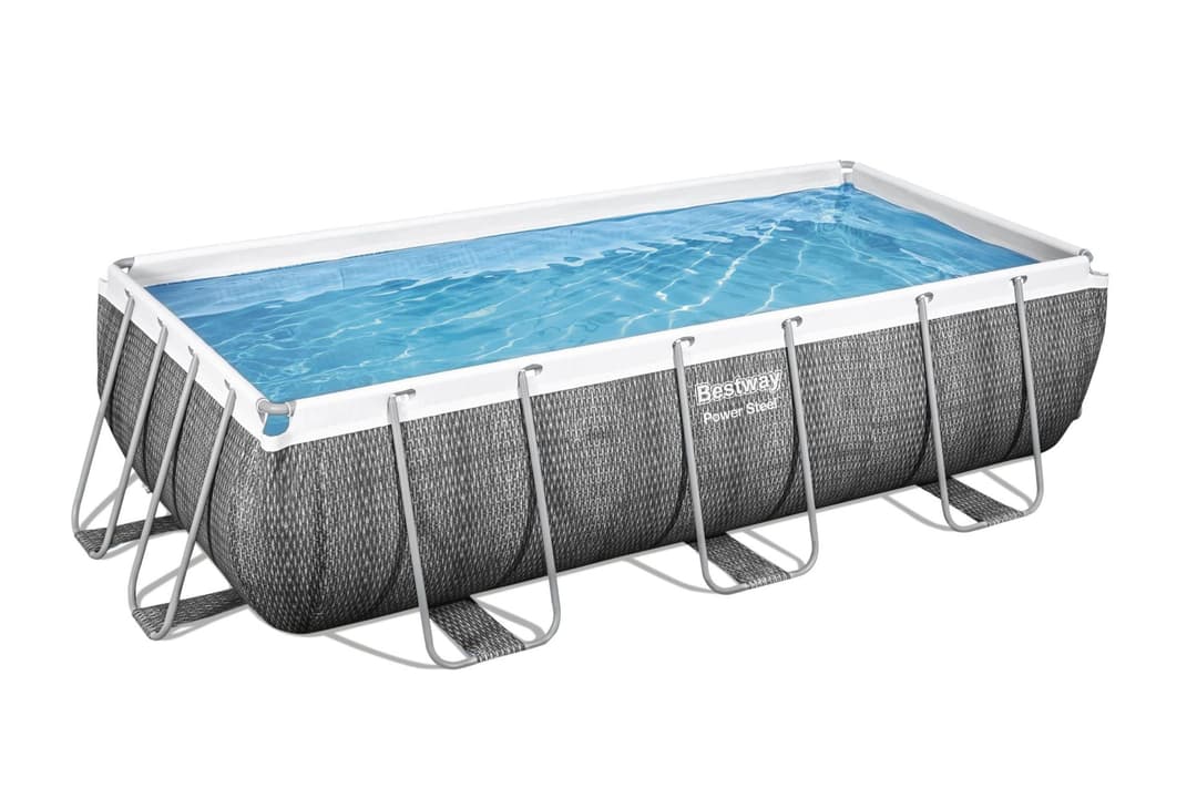 Piscine hors sol Piscine hors sol rectangle Power Steel 404 x 201 x 100 cm rotin gris Bestway 2
