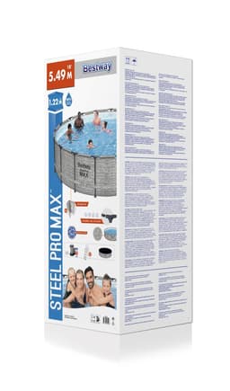 Piscine hors sol Piscine hors sol ronde Steel Pro Max 549 x 122 cm décor pierres Bestway 6
