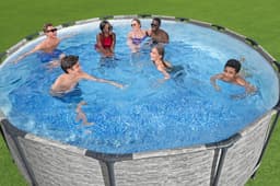 Piscine hors sol Piscine hors sol ronde Steel Pro Max 427 x 122 cm décor pierres Bestway 5