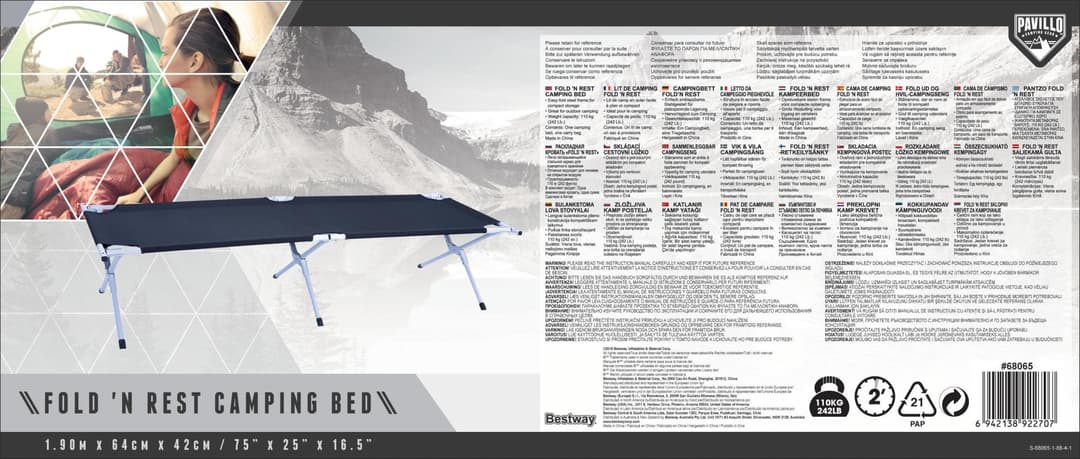 Camping et tente Lit de camping Fold 'N Rest 190 x 64 x 42 cm Bestway 3