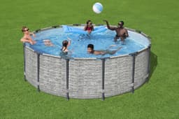 Piscine hors sol Piscine hors sol ronde Steel Pro Max 427 x 122 cm décor pierres Bestway 2