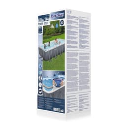 Piscine hors sol Piscine hors sol rectangle Power Steel™ 488 x 244 x 122 cm motif marbre avec filtre à cartouche, échelle, bâche Bestway 4