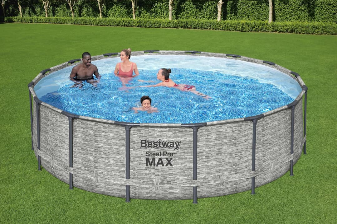 Piscine hors sol Piscine hors sol ronde Steel Pro Max 488 x 122 cm décor pierres Bestway 2