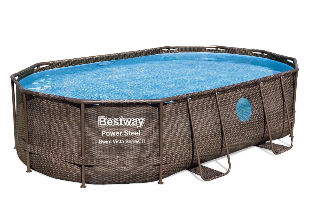 Piscine hors sol Piscine hors sol ovale Power Steel Swim Vista rotin 488 x 305 x 107cm Bestway 4