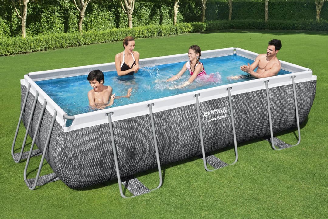 Piscine hors sol Piscine hors sol rectangle Power Steel 404 x 201 x 100 cm rotin gris Bestway 5