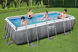 Piscine hors sol Piscine hors sol rectangle Power Steel 404 x 201 x 100 cm rotin gris Bestway 5