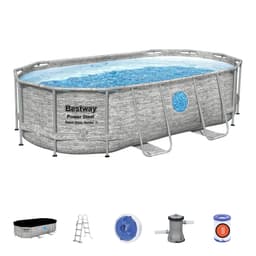 Piscine hors sol Piscine hors sol ovale Power Steel Swim Vista pierres 427x250x100cm  Bestway 1