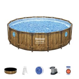 Piscine hors sol Piscine hors sol ronde Power Steel SwimVista 488 x 122 cm motif bois Bestway 1