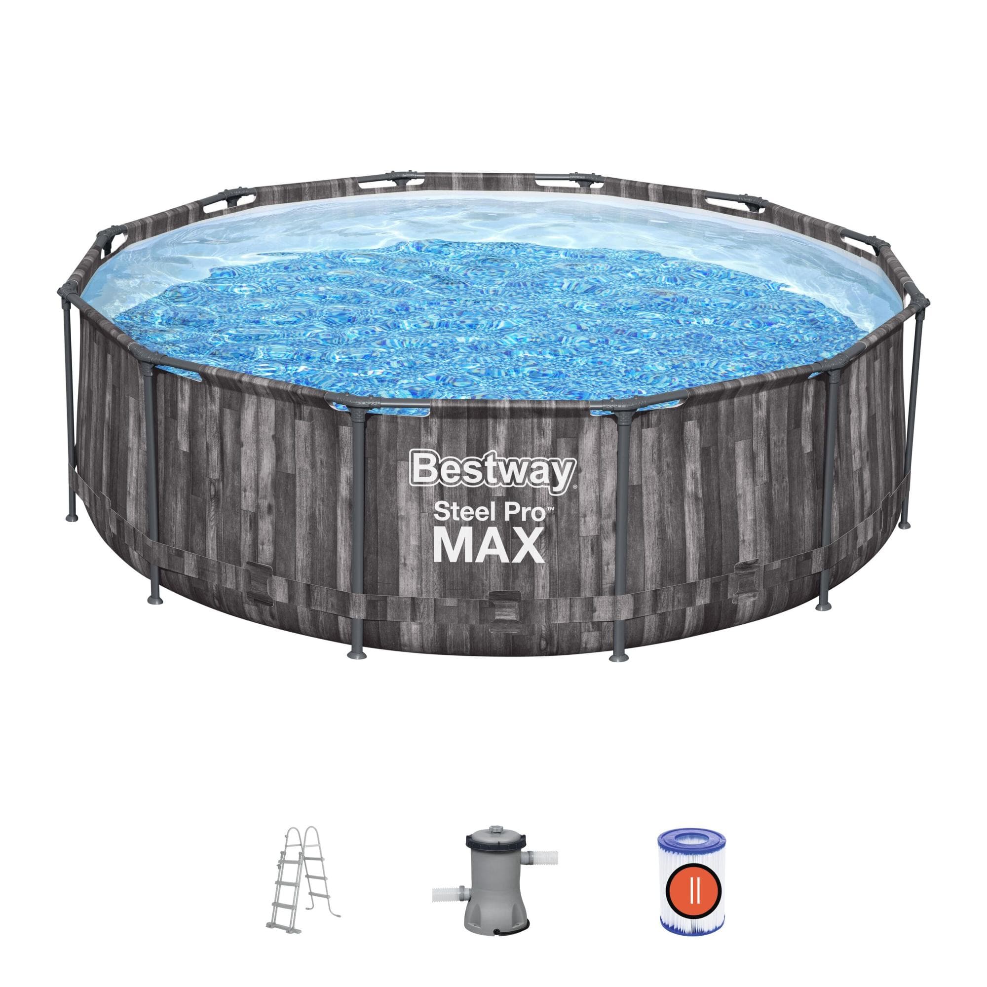 Piscine hors sol Piscine hors sol ronde Steel Pro Max 366 x 100 cm décor bois Bestway 1