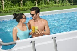 Piscine hors sol Piscine hors sol rectangle Power Steel gris clair 640 x 274 x 132 cm Bestway 5
