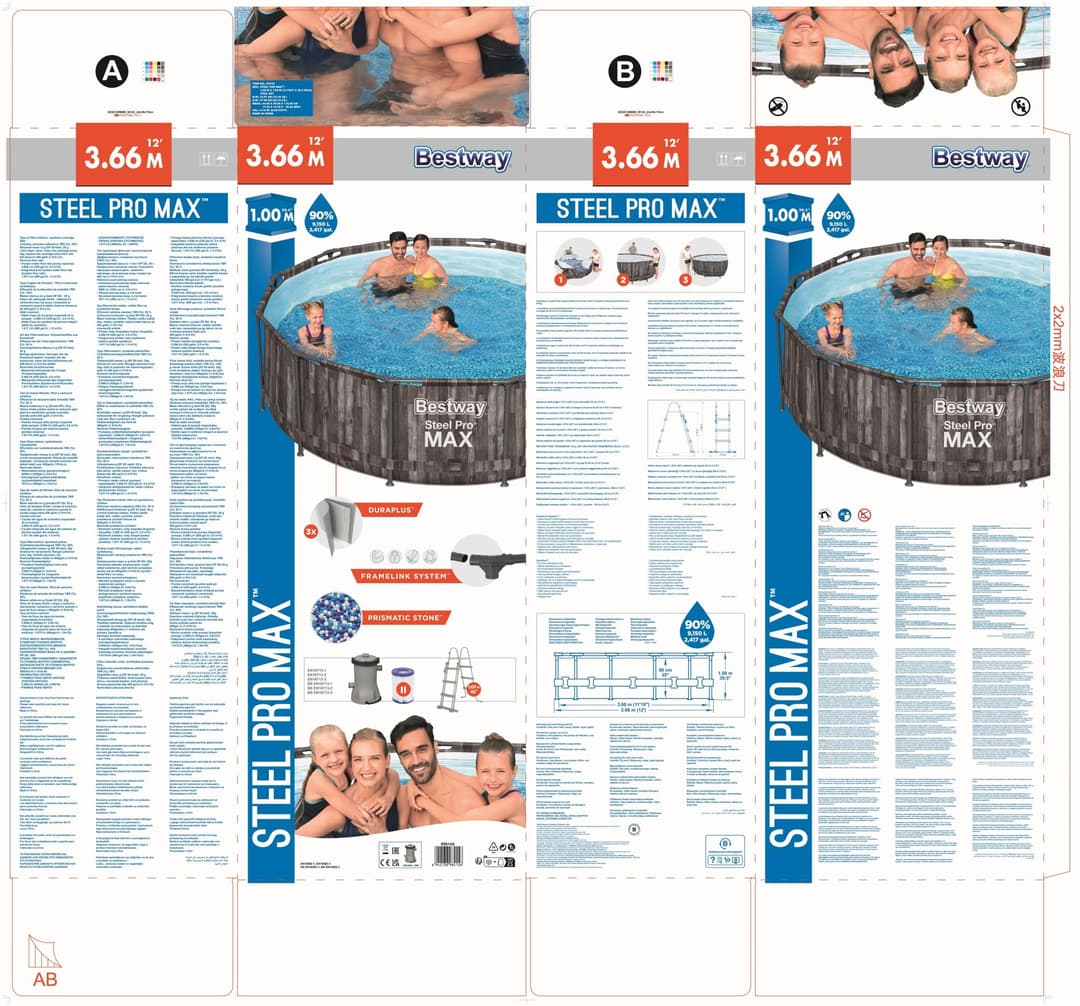 Piscine hors sol Piscine hors sol ronde Steel Pro Max 366 x 100 cm décor bois Bestway 5