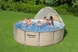 Piscine hors sol Piscine hors sol ronde Power Steel avec auvent 396x107cm rotin beige Bestway 2