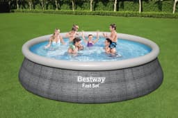 Piscine hors sol Piscine autoportante Fast Set ronde 457x107cm rotin gris - accessoires Bestway 2