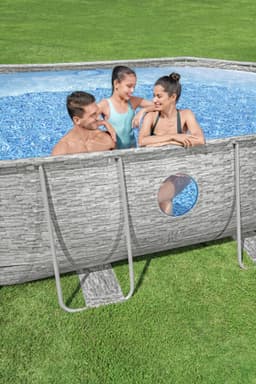 Piscine hors sol Piscine hors sol ovale Power Steel Swim Vista pierres 488x305x107cm Bestway 6