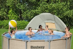 Piscine hors sol Piscine hors sol ronde Power Steel avec auvent 396x107cm rotin beige Bestway 6