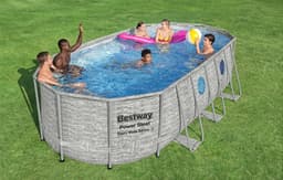 Piscine hors sol Piscine hors sol ovale Power Steel Swim Vista pierres 549x274x122cm Bestway 9