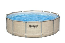 Piscine hors sol Piscine hors sol ronde Power Steel avec auvent 396x107cm rotin beige Bestway 5