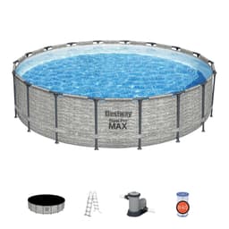 Piscine hors sol Piscine hors sol ronde Steel Pro Max 549 x 122 cm décor pierres Bestway 1
