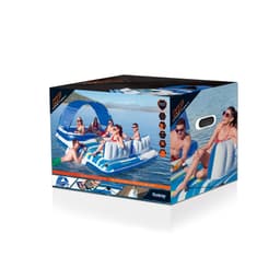 Jeux d'extérieur et trampoline Salon flottant Tropical Breeze 389 x 274 x 73 cm avec pare-soleil, 6 porte-gobelets, glacière, dossiers Bestway 8