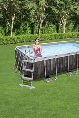 Piscine hors sol Piscine hors sol rectangle Power Steel™ 404 x 201 x 100 cm effet bois avec filtre à sable, échelle Bestway 4