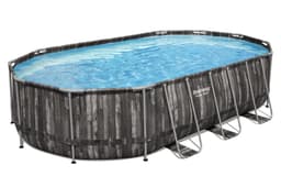 Piscine hors sol Piscine hors sol ovale Power Steel 610 x 366 x 122cm décor bois Bestway 2